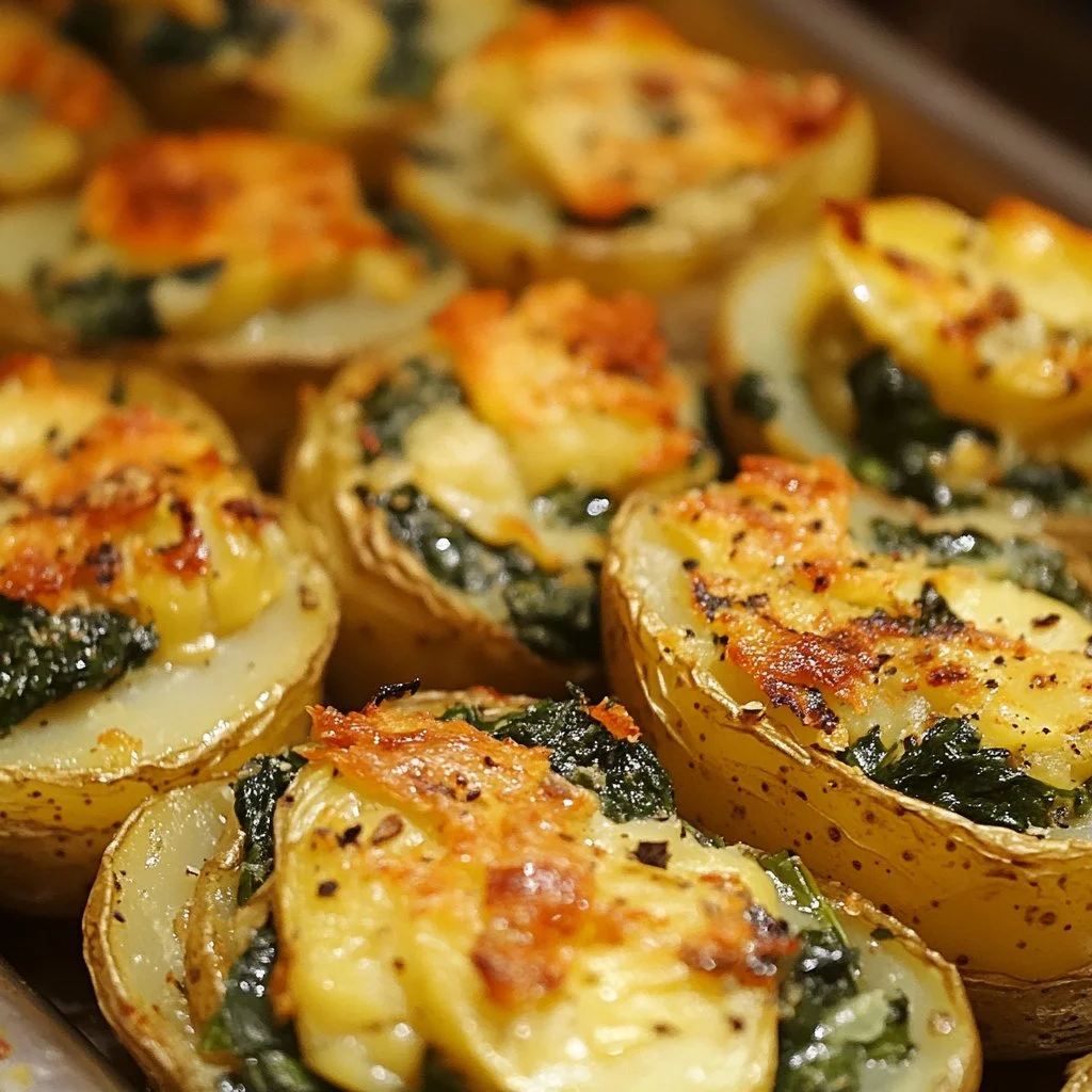 Pommes de terre farcies au fromage et épinards, un plat savoureux