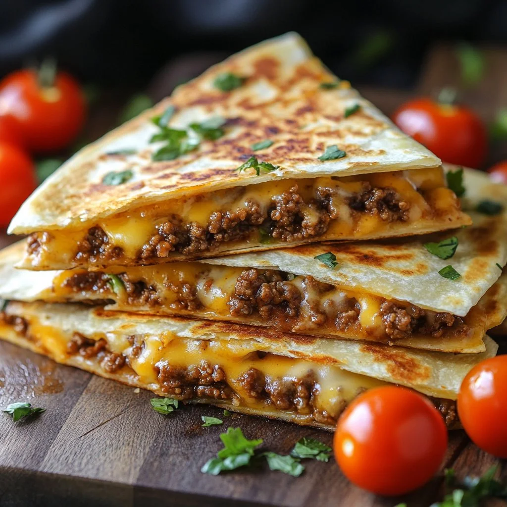 Quesadillas Smashburger avec fromage fondant et viande grillée