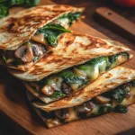 Quesadillas with spinach and mushrooms baked