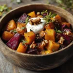Ragoût Automnal de Légumes avec Sauce aux Noix et Fromage de Chèvre