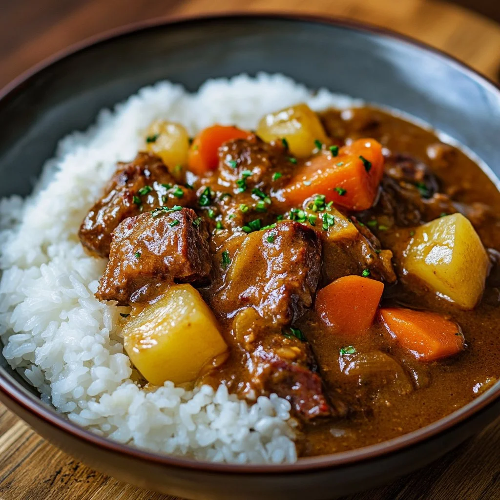Curry japonais au bœuf savoureux servi dans un bol