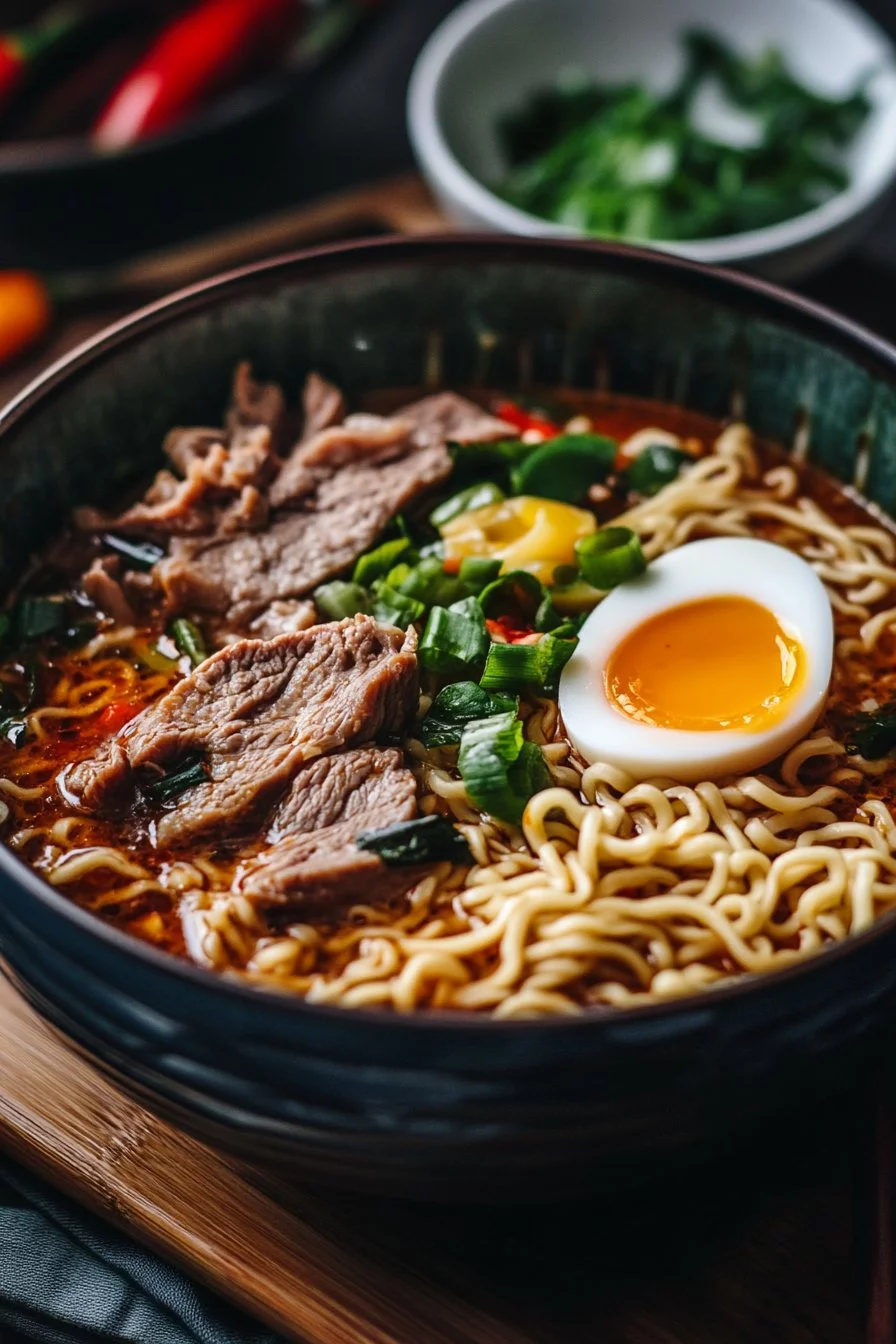 Nouilles Ramen au Bœuf en Une Seule Poêle