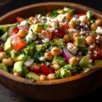 Salade de pois chiches, feta et avocat