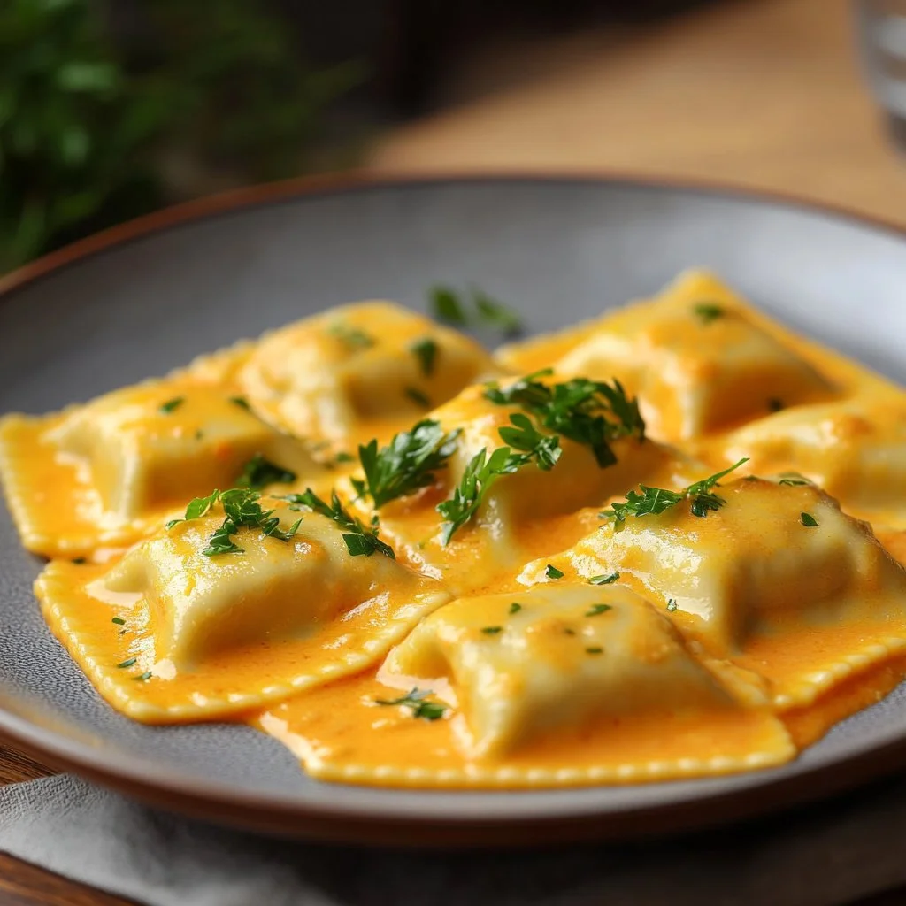 Recette de sauce crémeuse pour accompagner des raviolis maison