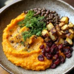 Steak de chou-fleur vegan au four et purée de patate douce