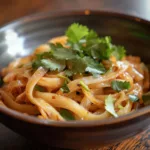 Stir-fried noodles with coriander and lime juice