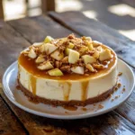 Tarte au fromage à la pomme caramélisée au sel et au caramel