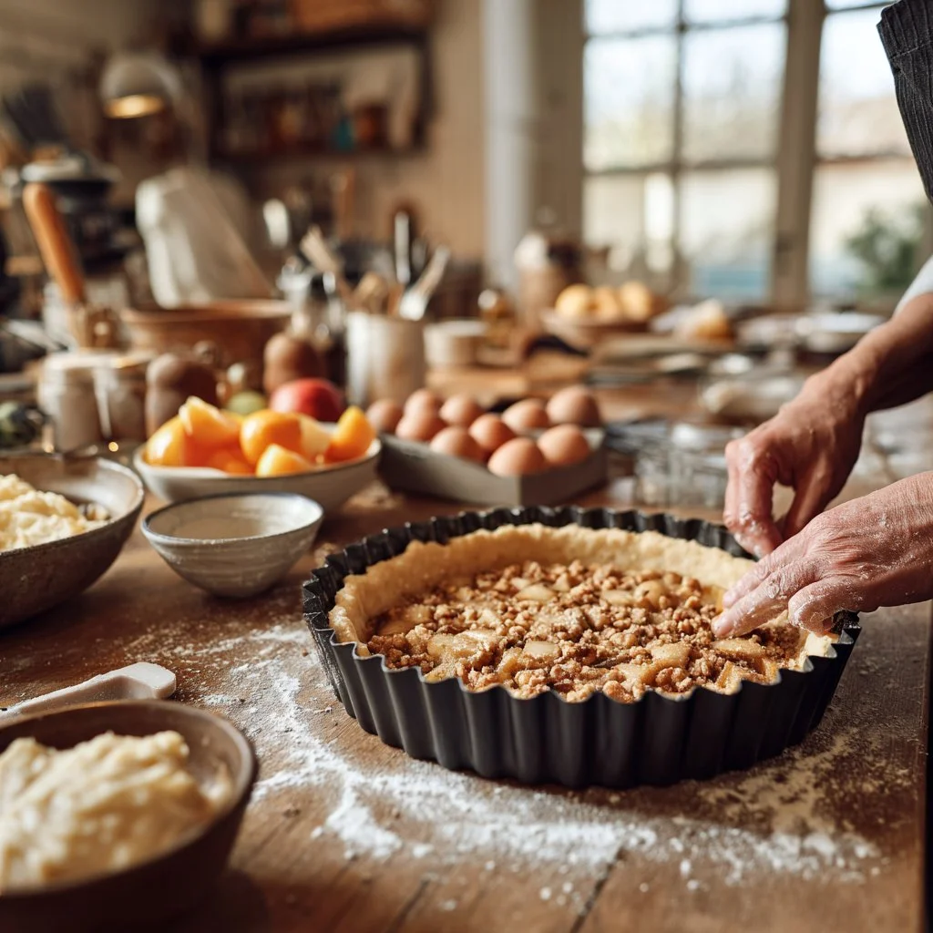 Tarte aux cookies et poires, un dessert savoureux fait maison