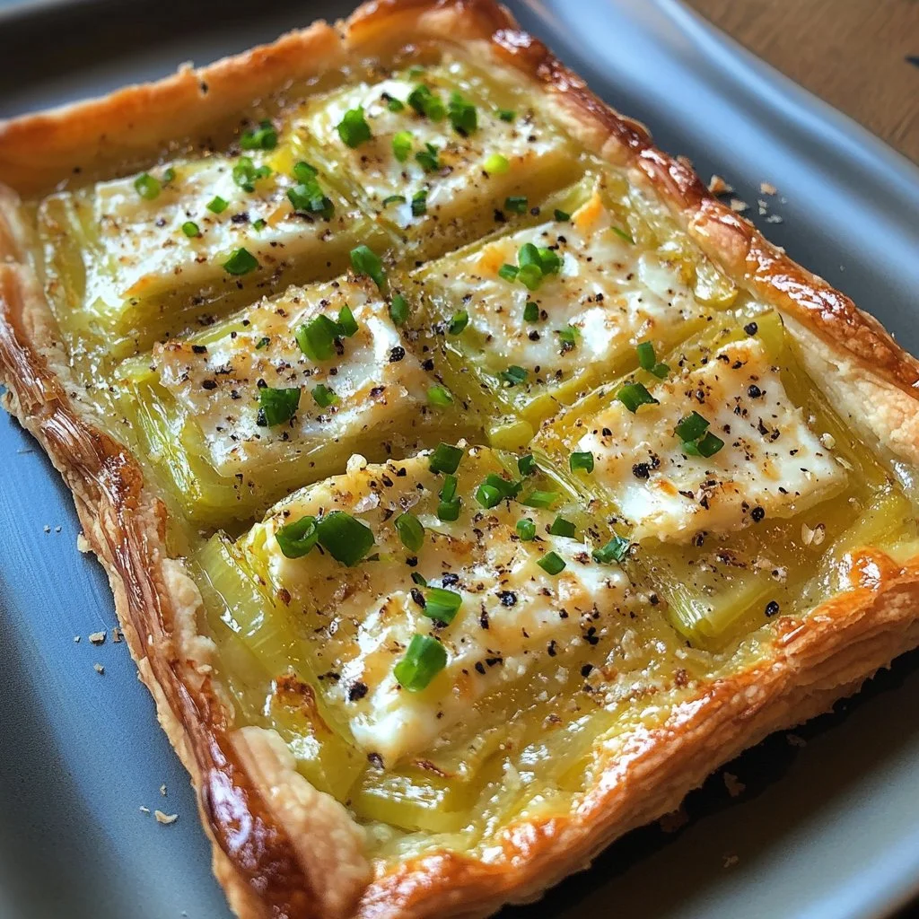 Tarte Fine aux Poireaux et Chèvre, une savoureuse tarte artisanale.