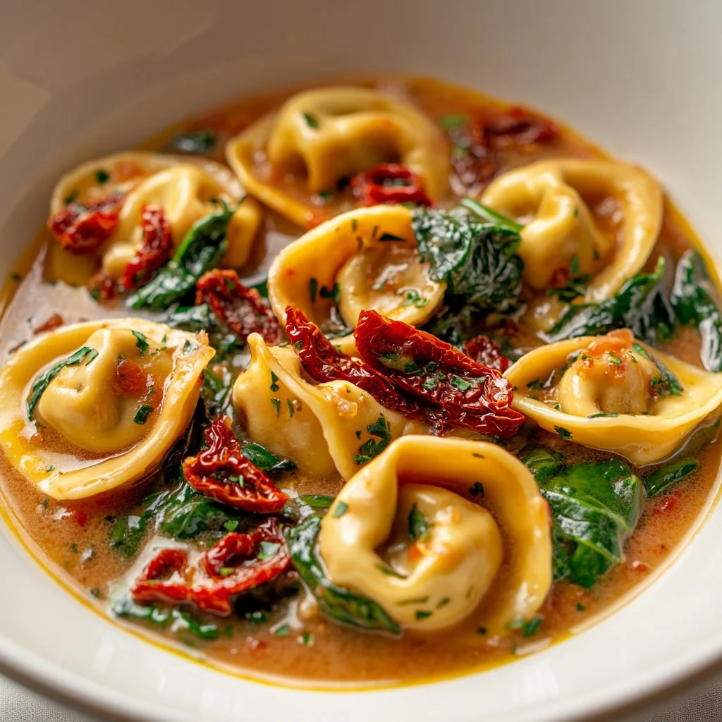 Assiette de tortellini garnie de sauces et d'herbes fraîches pour un mariage.