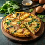 Tortilla Espagnole (Frittata espagnole aux pommes de terre et aux épinards)