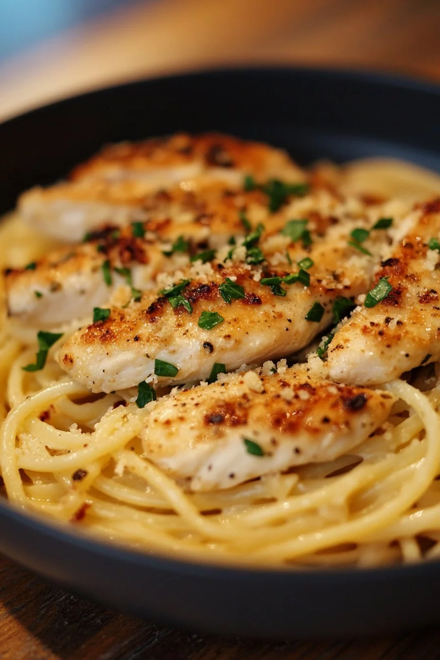 Garlic and Parmesan Chicken with Pasta