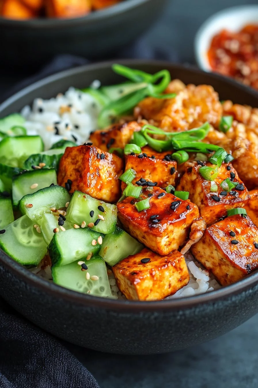 Bols de tofu collant