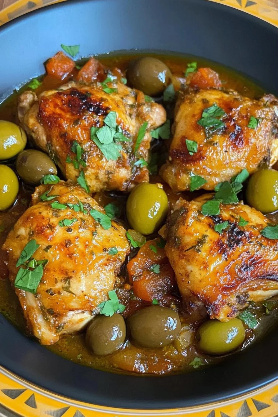 Cuisses de poulet épicées aux olives