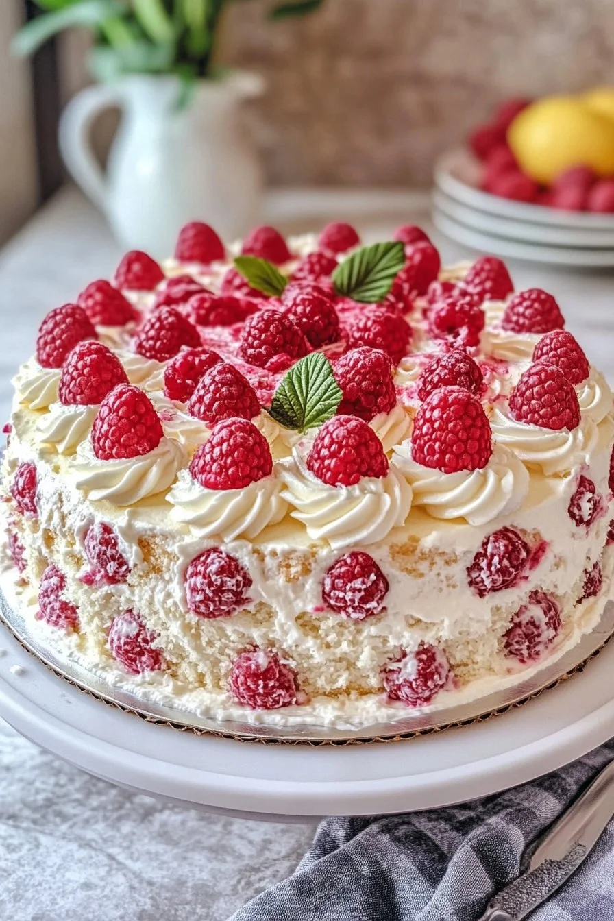 Cake au mascarpone framboises citron