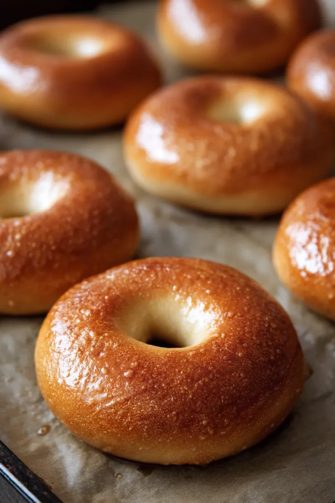 Bagels pochés et cuits au four