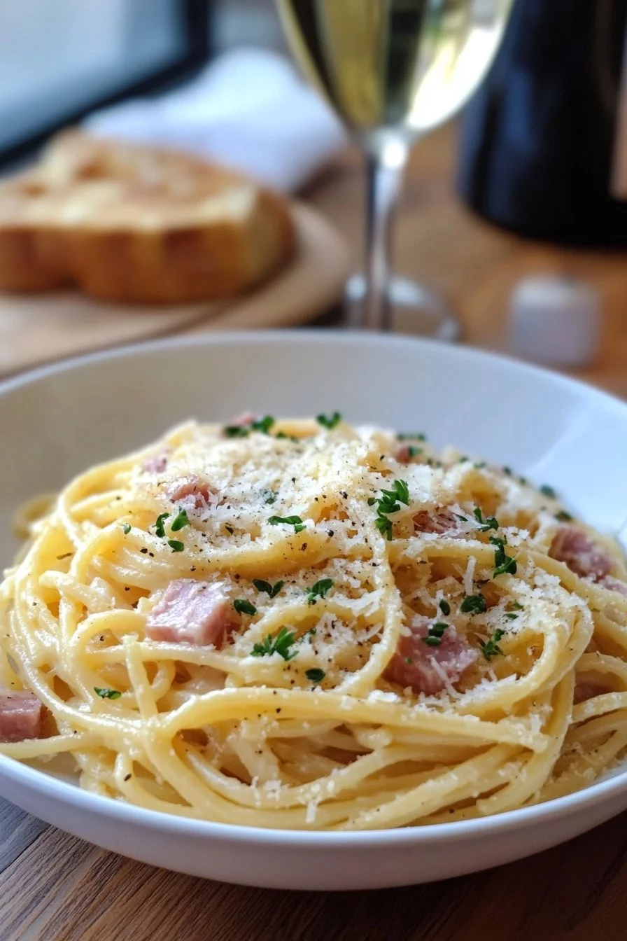 Pâtes crémeuses au jambon et comté