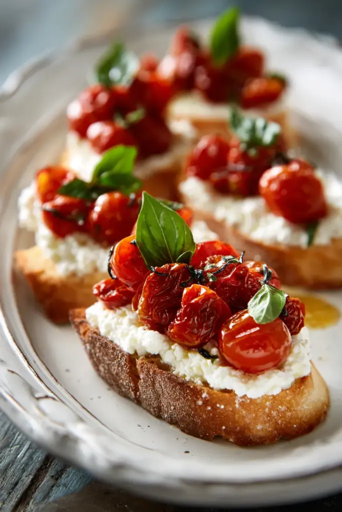 Apéritifs et Feuilletés : Réinventez Vos Moments de Convivialité 16 Crostini Ricotta & Tomates Rôties
