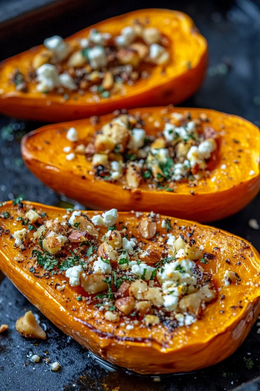 Butternut rôti feta, miel et noix