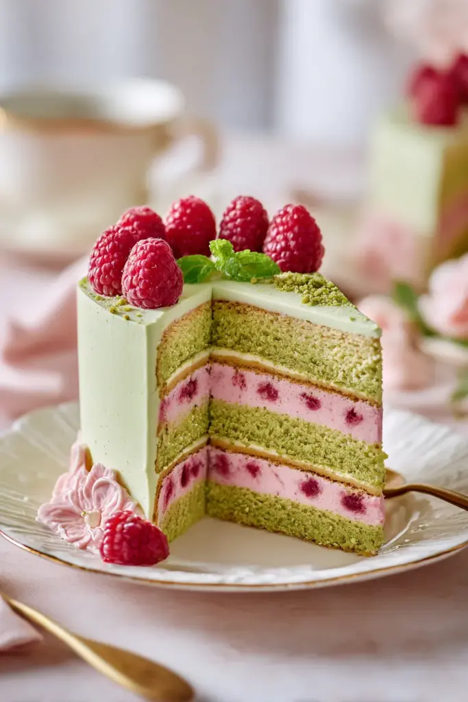 Gâteaux d'Anniversaire et de Fête : L'Art de Créer des Souvenirs Sucrés 16 Gâteau Céleste Pistache Framboise