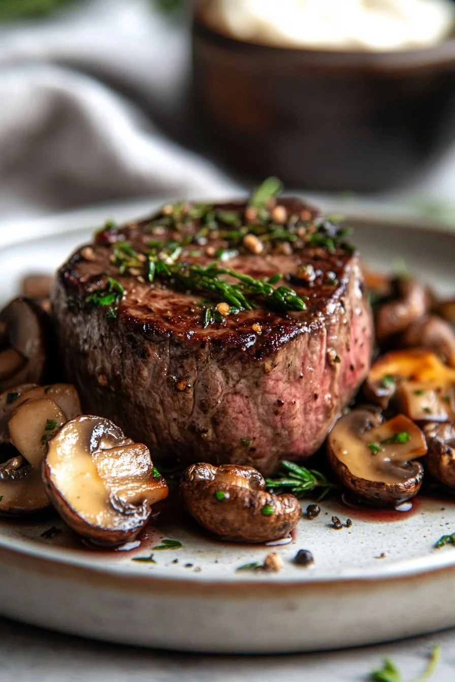 recette filet mignon au Boursin et champignons