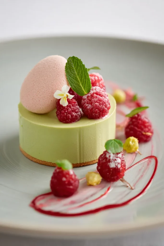 Mousse pistache framboise