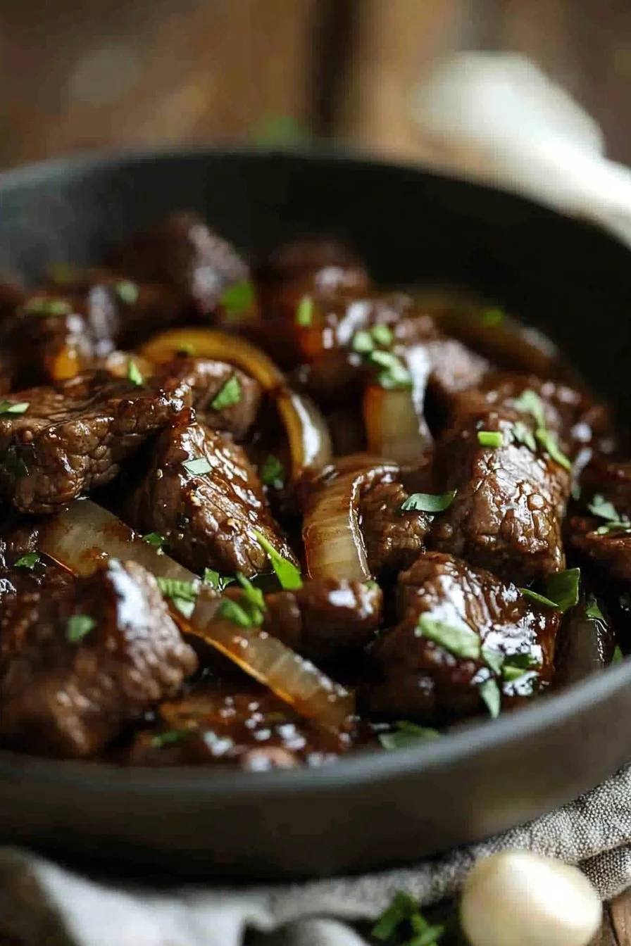 Bœuf caramélisé aux oignons et sauce soja