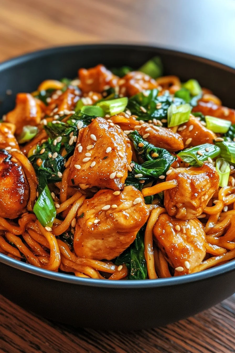 Nouilles Sautées au Poulet Caramélisé