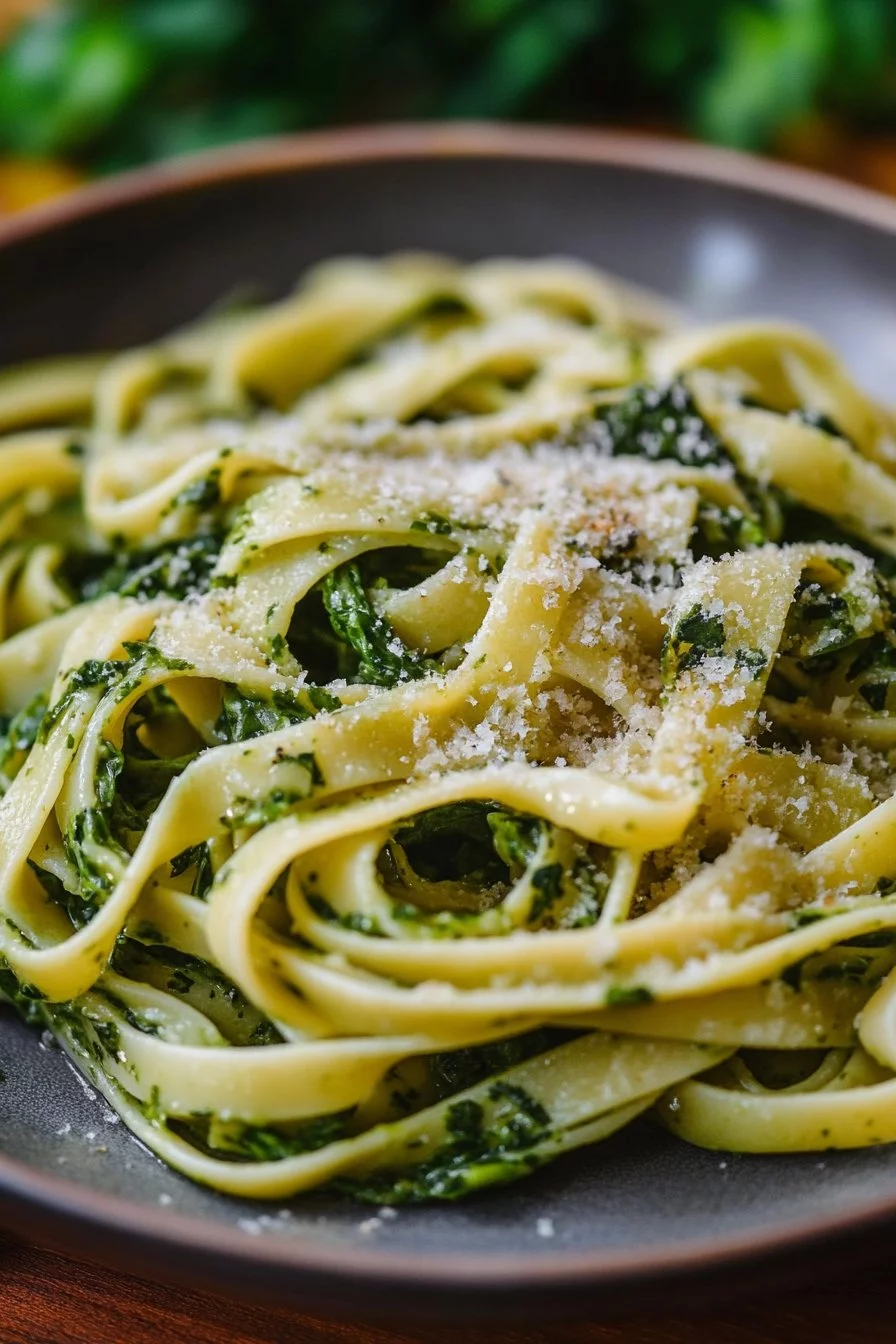 Pâtes maison aux épinards