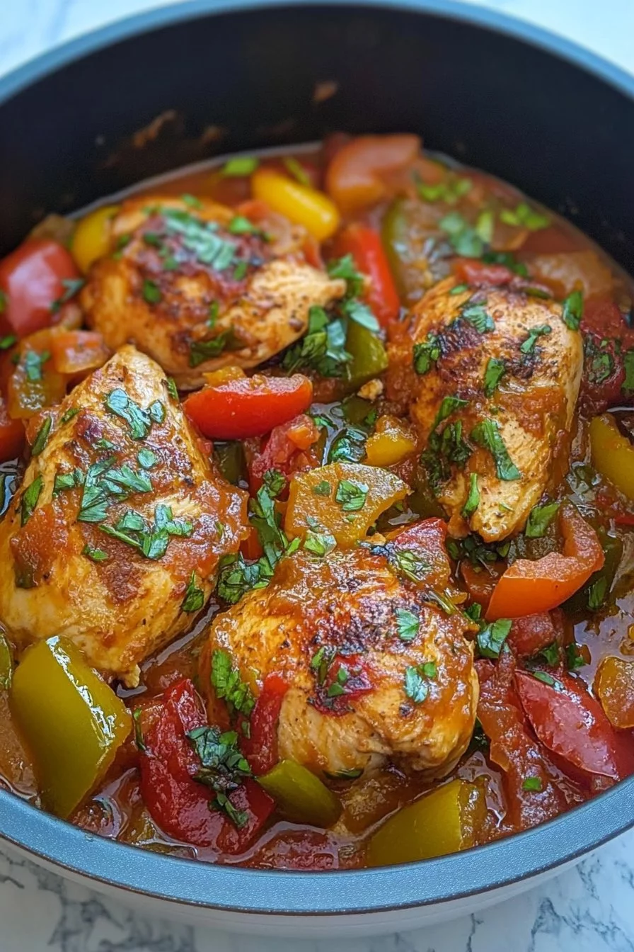 Chicken with bell peppers and tomatoes
