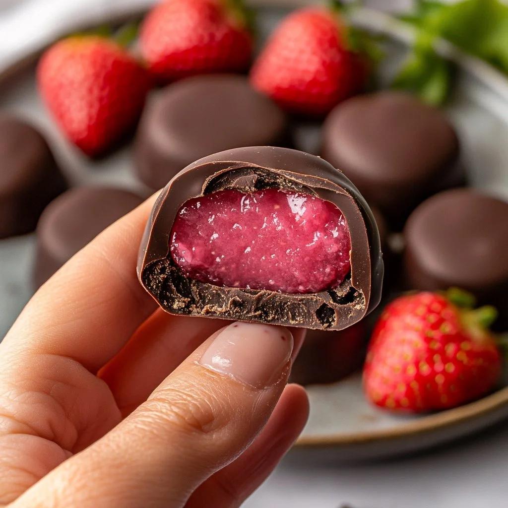 Bouchées de chocolat et confiture sur une assiette élégante