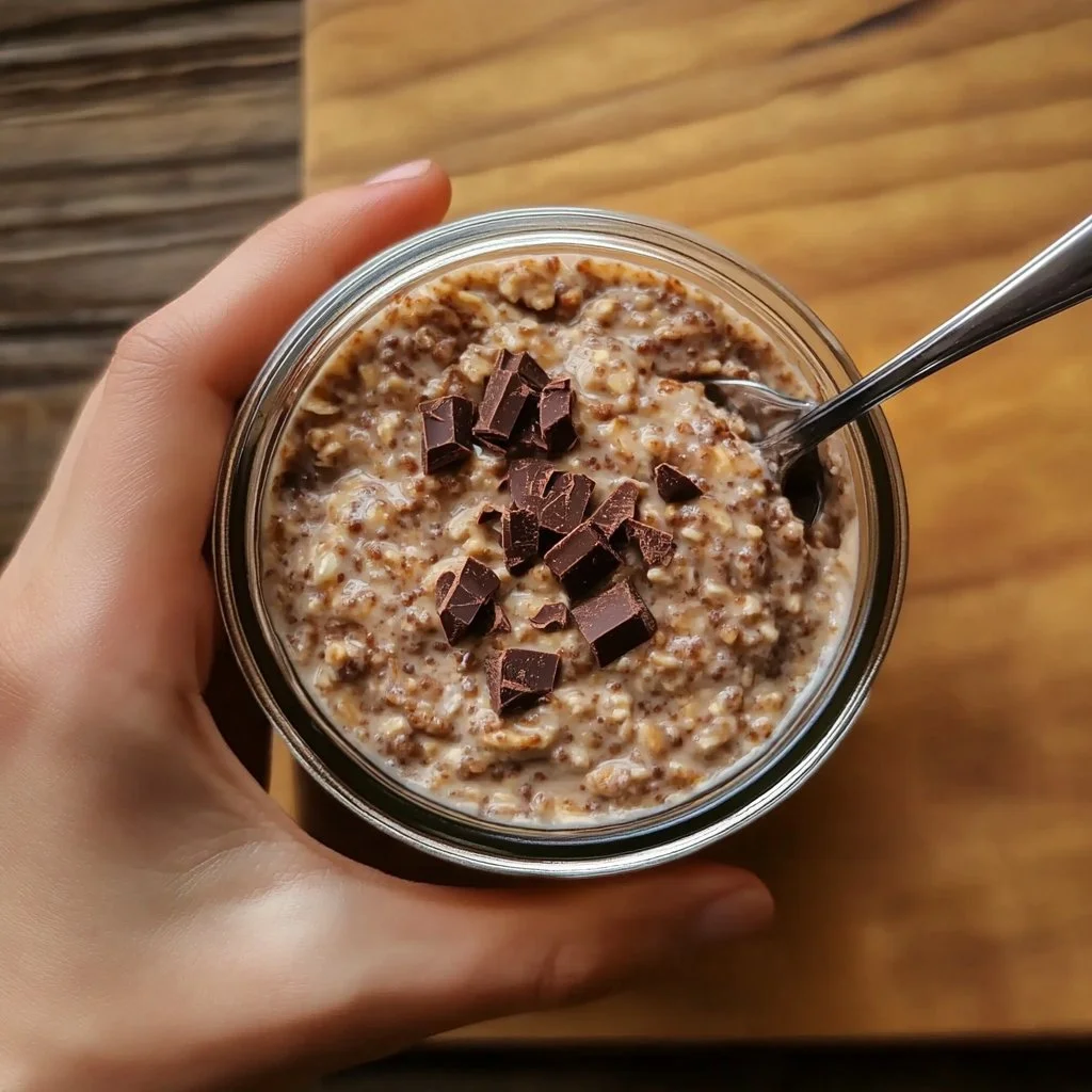 Pudding à l'avoine au chocolat et beurre de cacahuète dans un bol