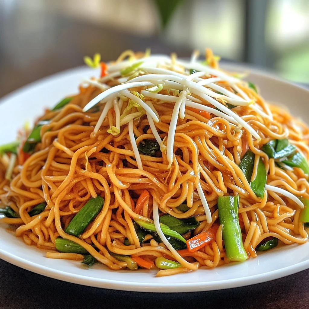 Recette savoureuse de Chow Mein prête à être dégustée.