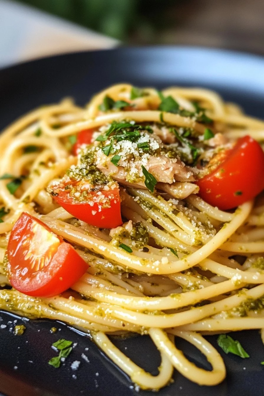 Pâtes au pesto de thon