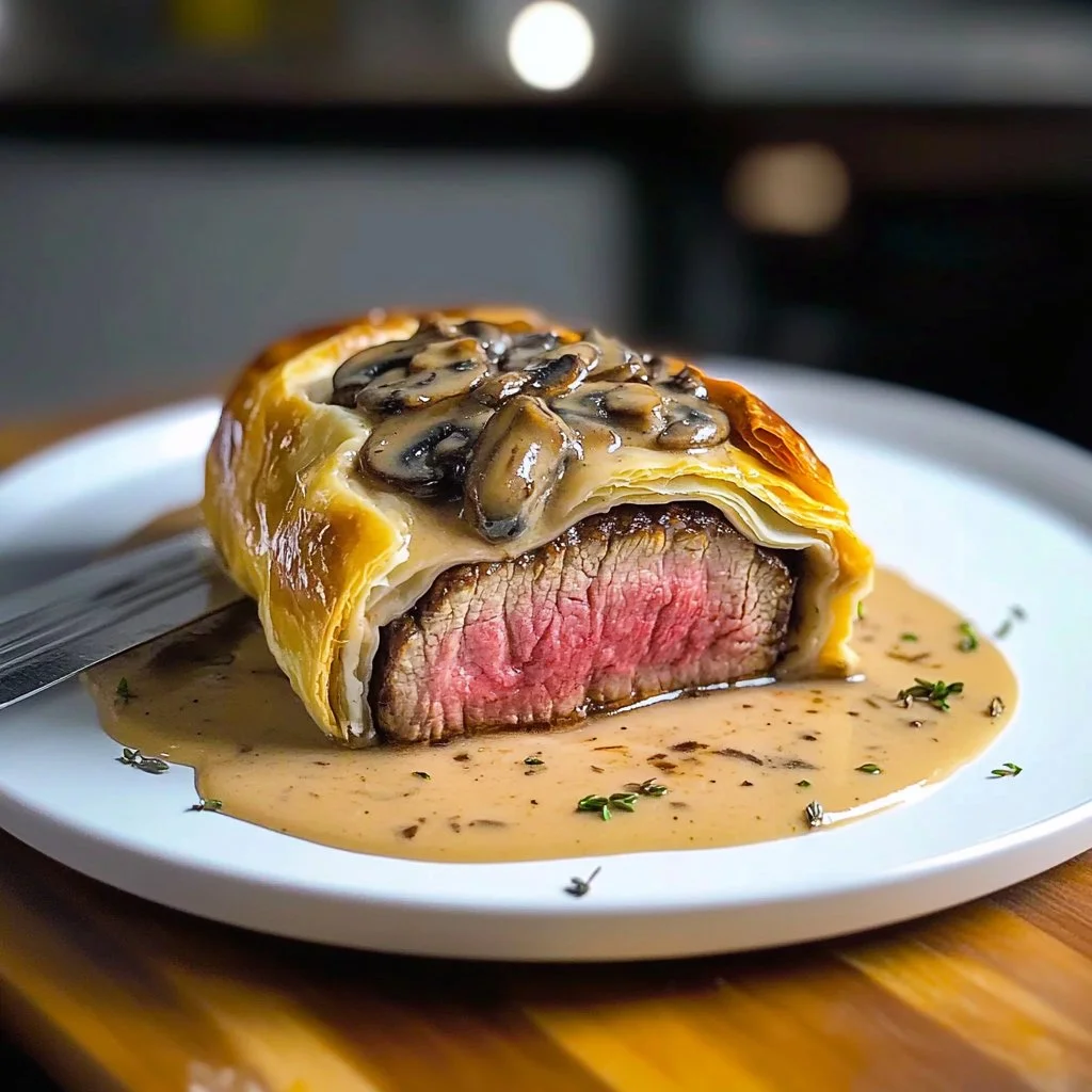 Filet mignon en croûte façon Wellington, plat gastronomique élégant