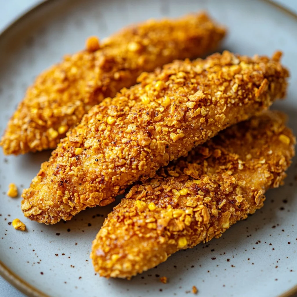Filets de poulet croustillants dorés et appétissants servis avec sauce.