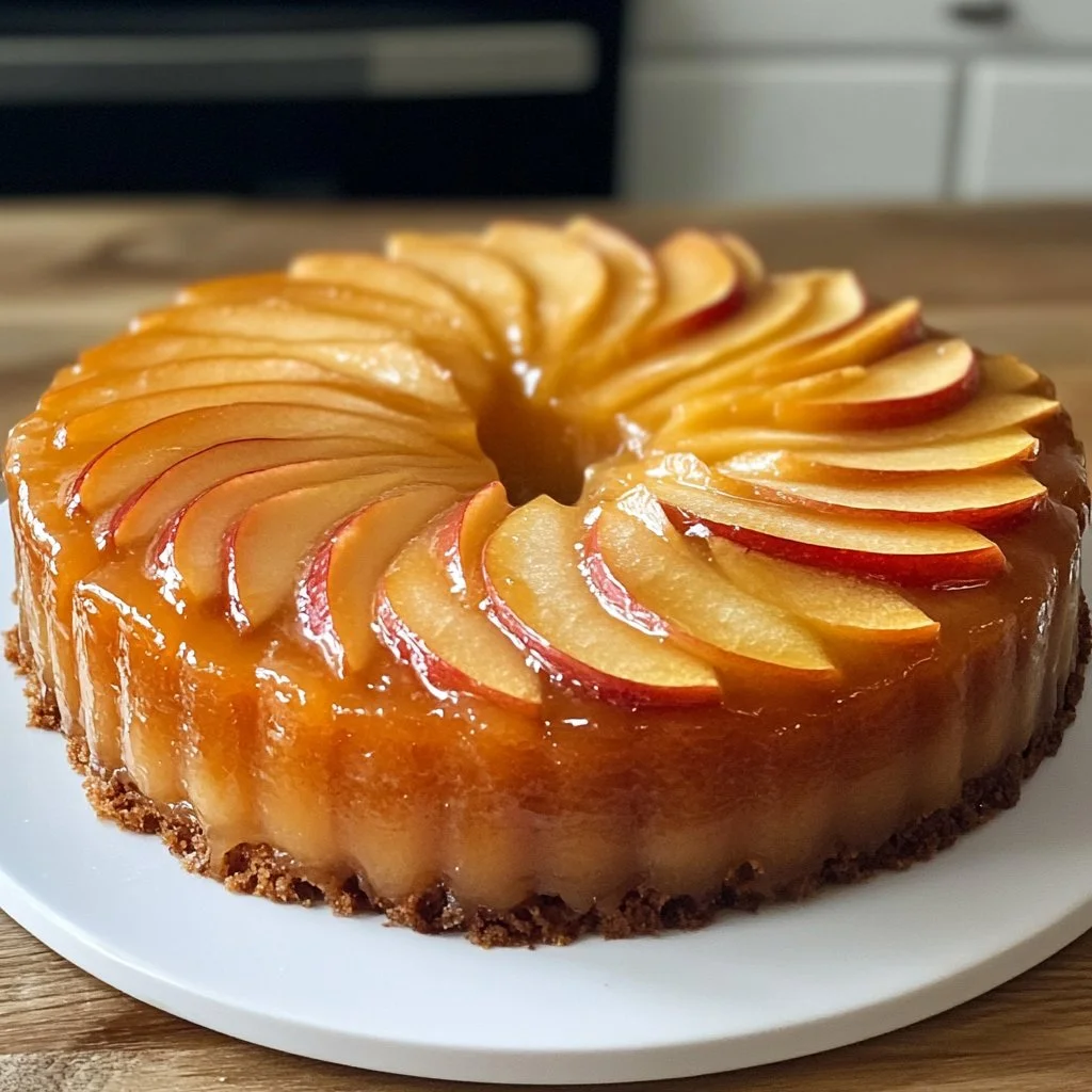 Fondant aux pommes moelleux avec des tranches de pommes sur le dessus