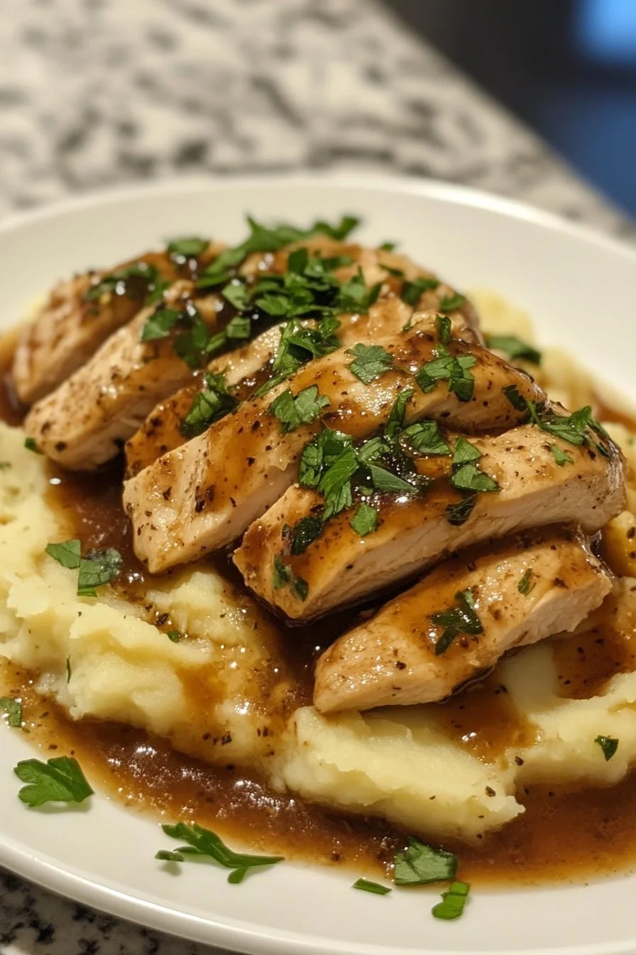 Sauce au poulet effiloché et à la purée de pommes de terre