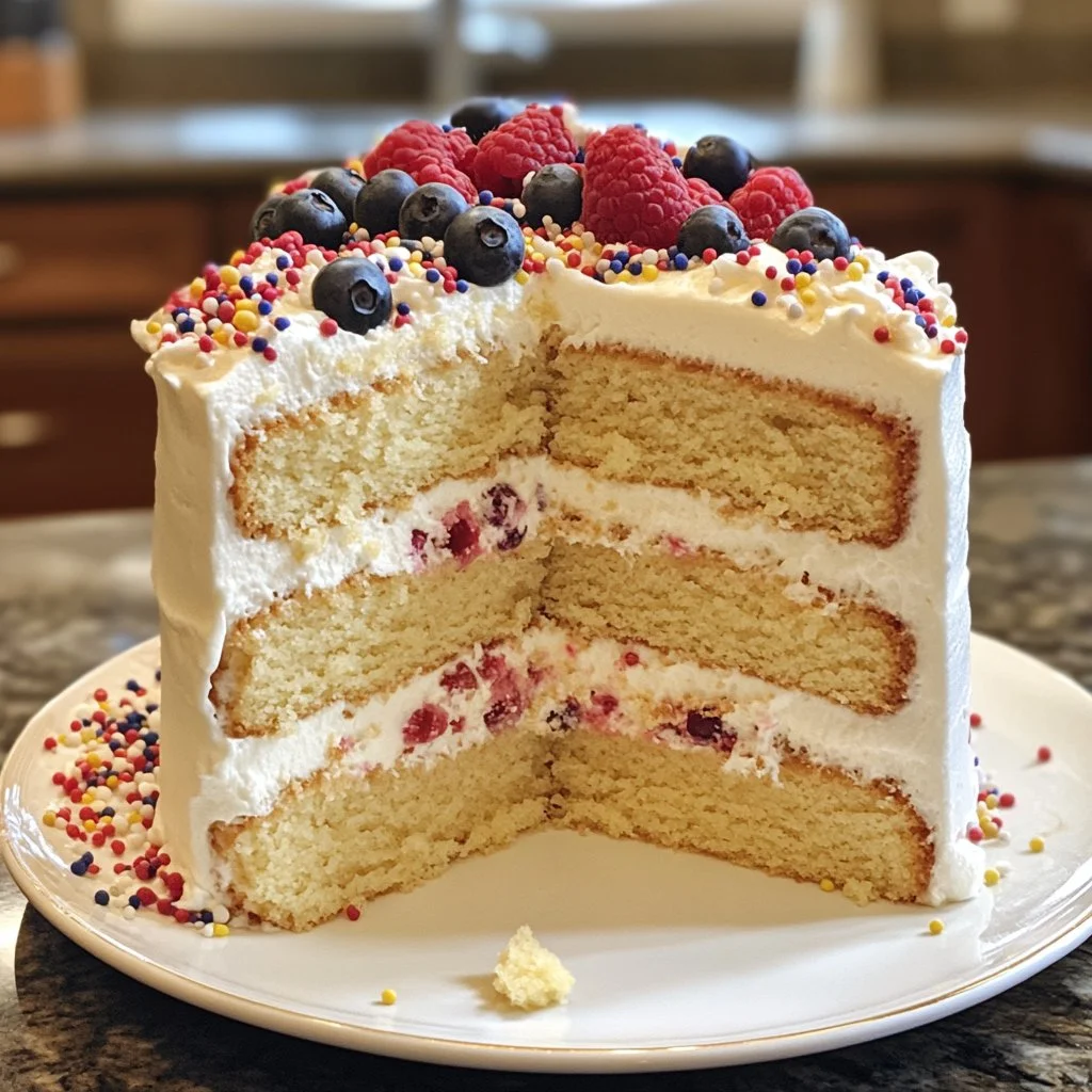 Gâteau à la vanille moelleux et savoureux, décoré avec des fruits frais.