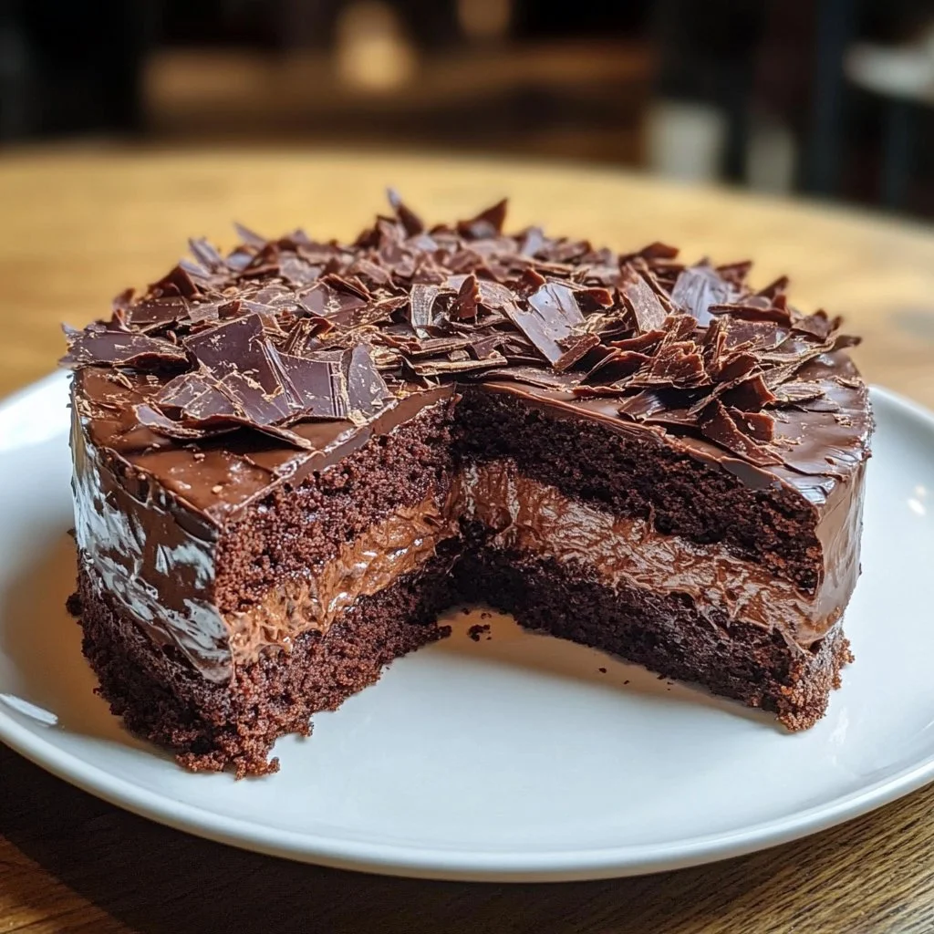 Gâteau au chocolat croustillant avec une croûte délicieuse et un cœur fondant.