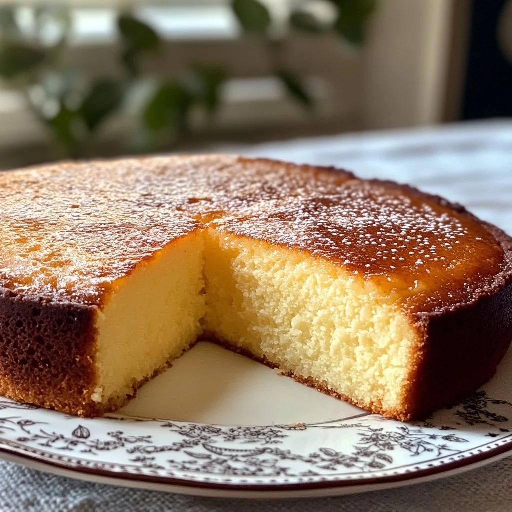 Gâteau au Yaourt moelleux sur une assiette décorée