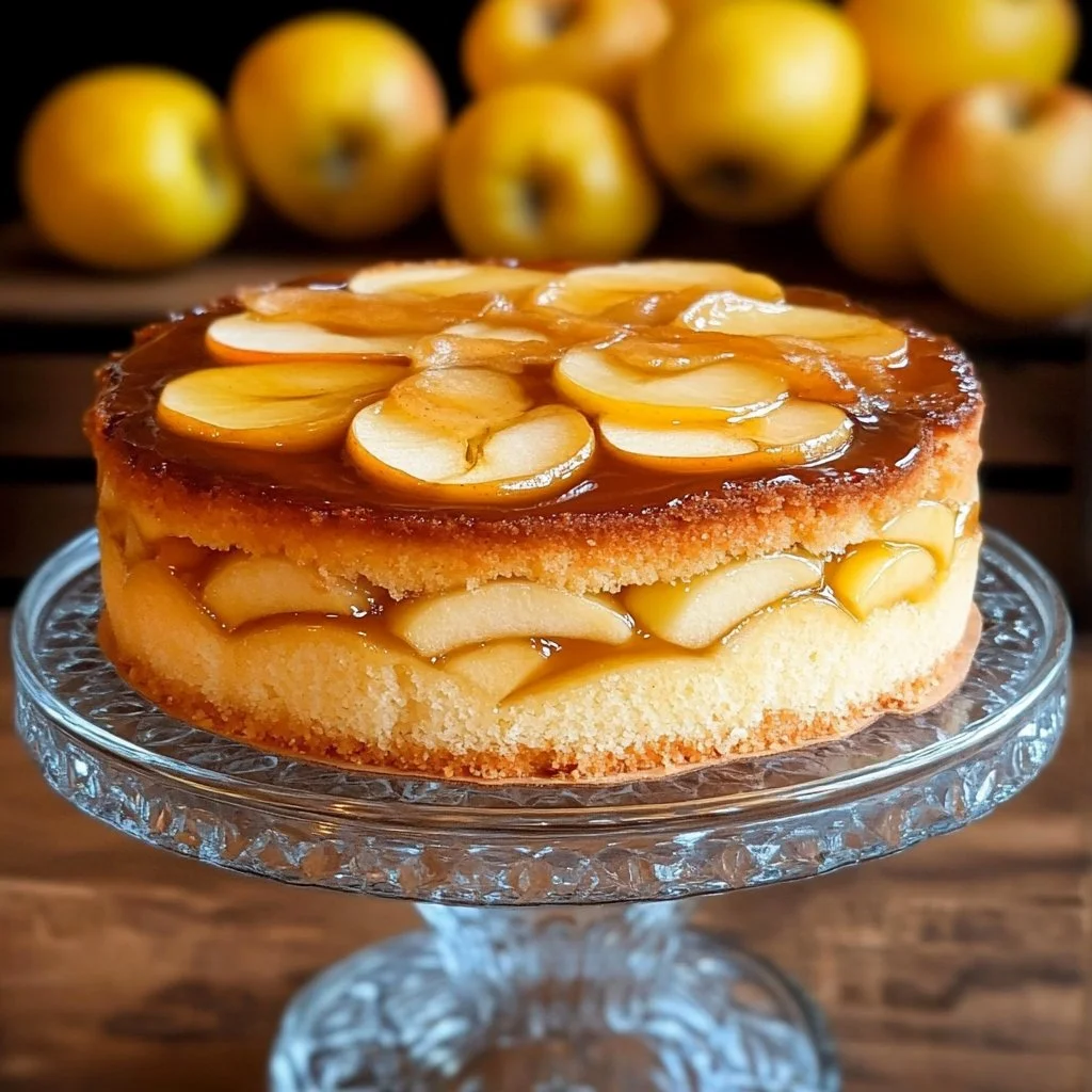 Gâteau aux pommes doré avec des morceaux de pommes fraîches