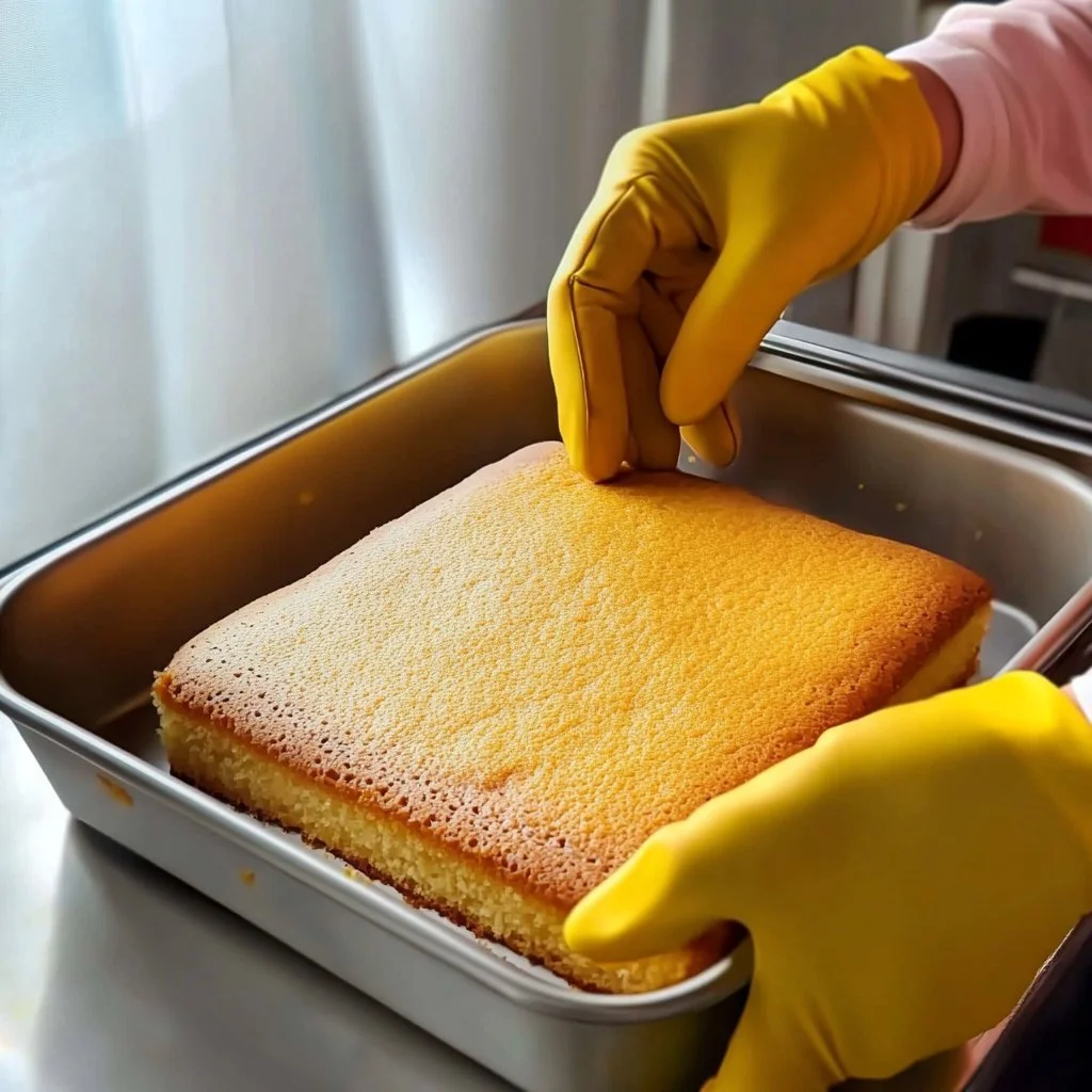 Gâteau Castella japonais moelleux sur une assiette en bois