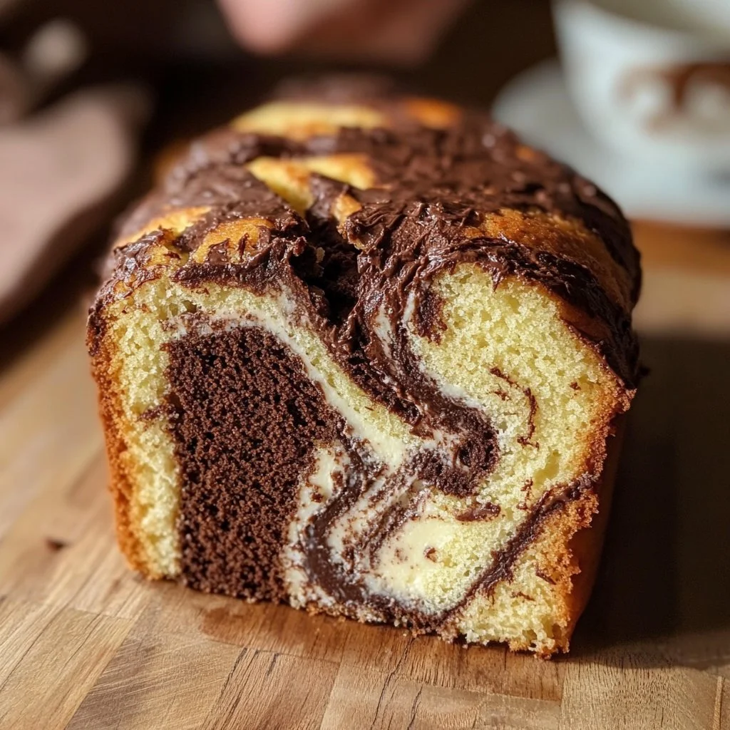 Gâteau Marbré au Chocolat avec un mélange de saveurs chocolatées et vanillées