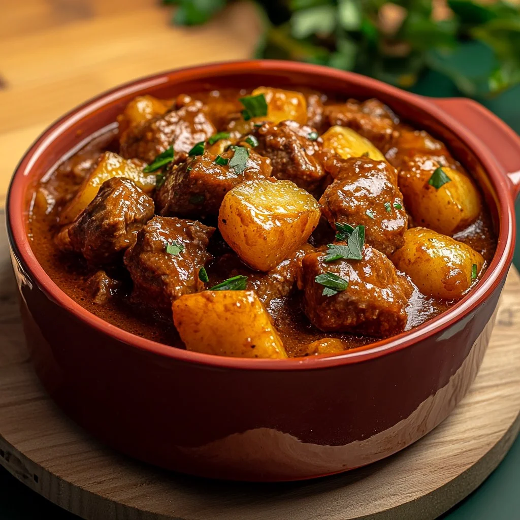 Gratin de pommes de terre à la viande hachée, plat chaud et réconfortant.