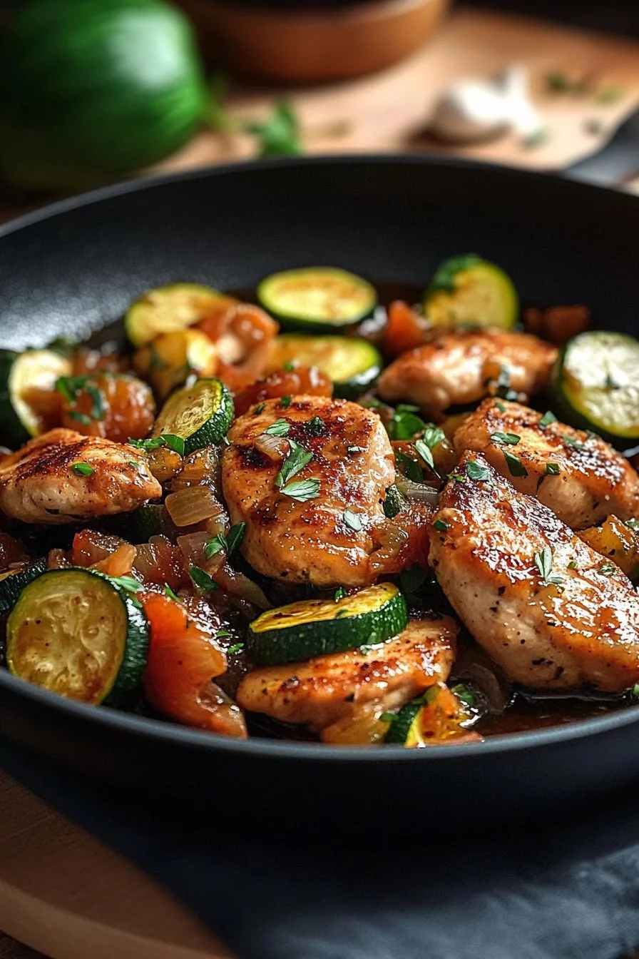 Sauté de poulet aux courgettes