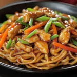 Les Nouilles Sautées au Poulet Caramélisé