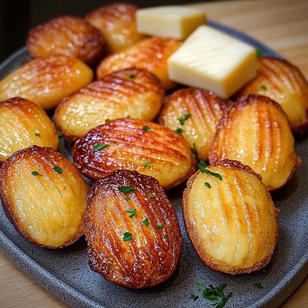 Madeleines Fondantes au Reblochon et Bacon sur une assiette