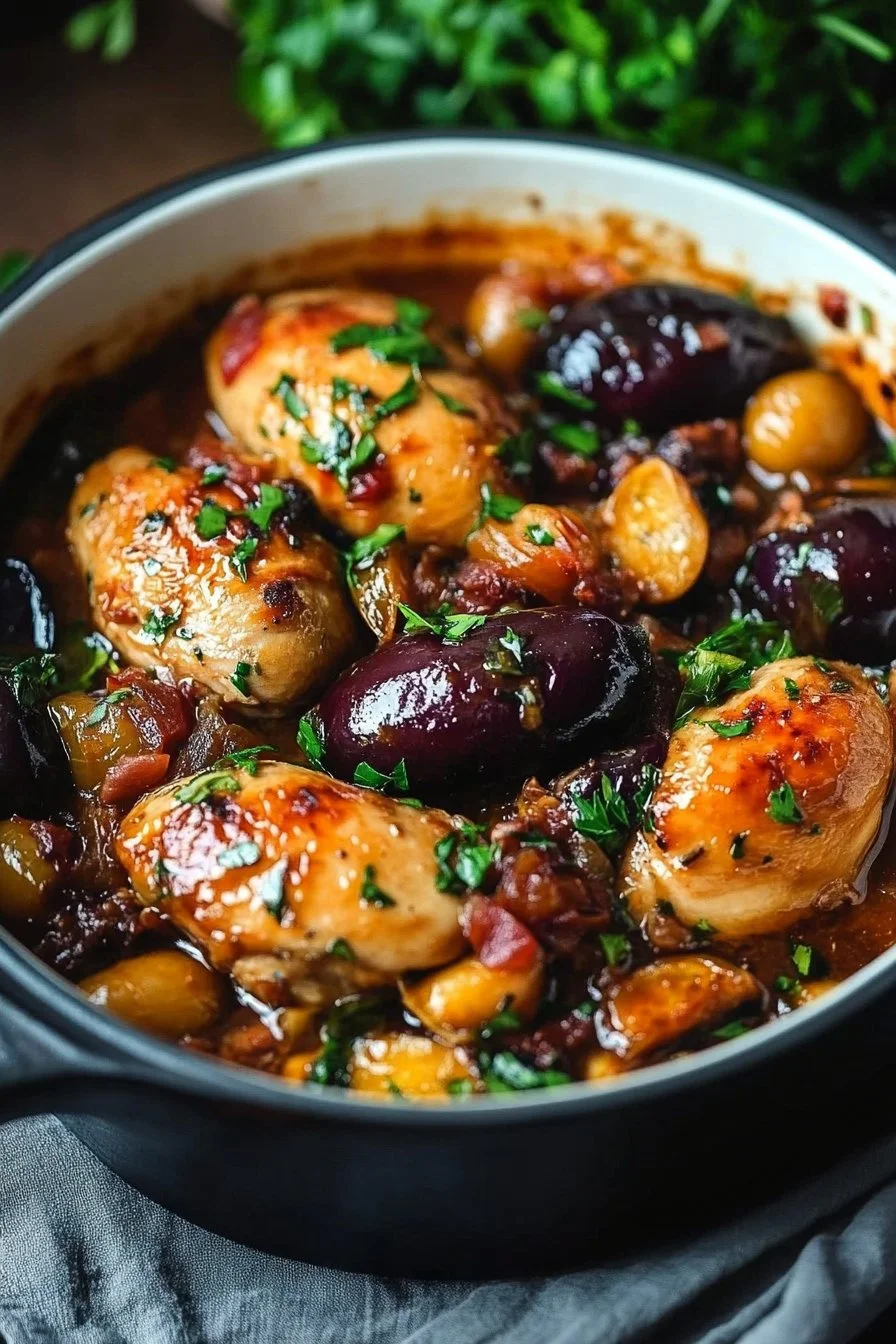 Ragoût de poulet aux aubergines