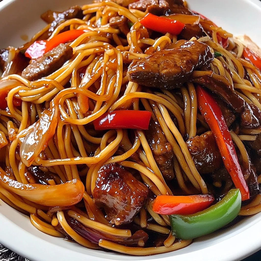 Bowl de nouilles Lo Mein avec légumes et sauce soya